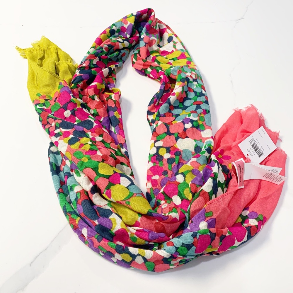 NWT Kate Spade floral dots oblong scarf
